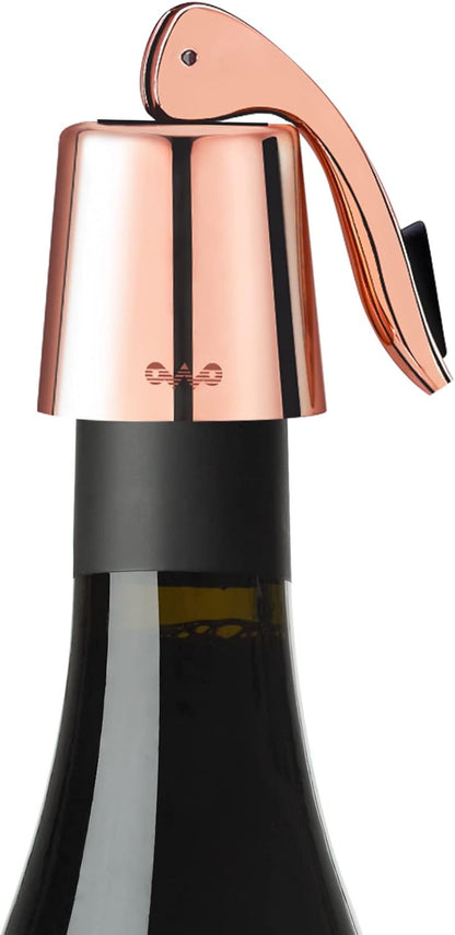 OWO Stainless Steel Wine Bottle Stopper, Reusable Wine Saver with Silicone Seal, Decorative Bottle Sealer, Keeps Fresh (Rosegold, 1 Pack)