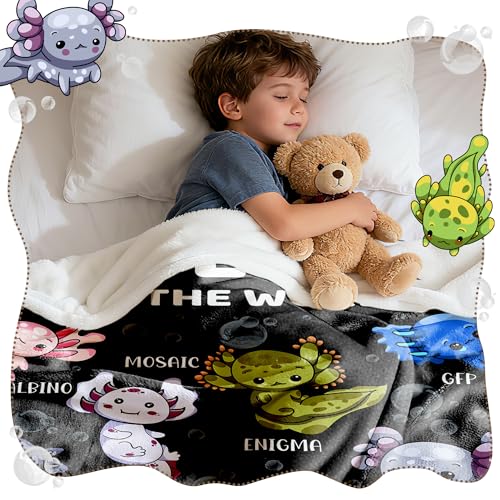 Axolotl Plush Blanket for Teens - Cute Axolotls of The World 50x60" Throw Bedding