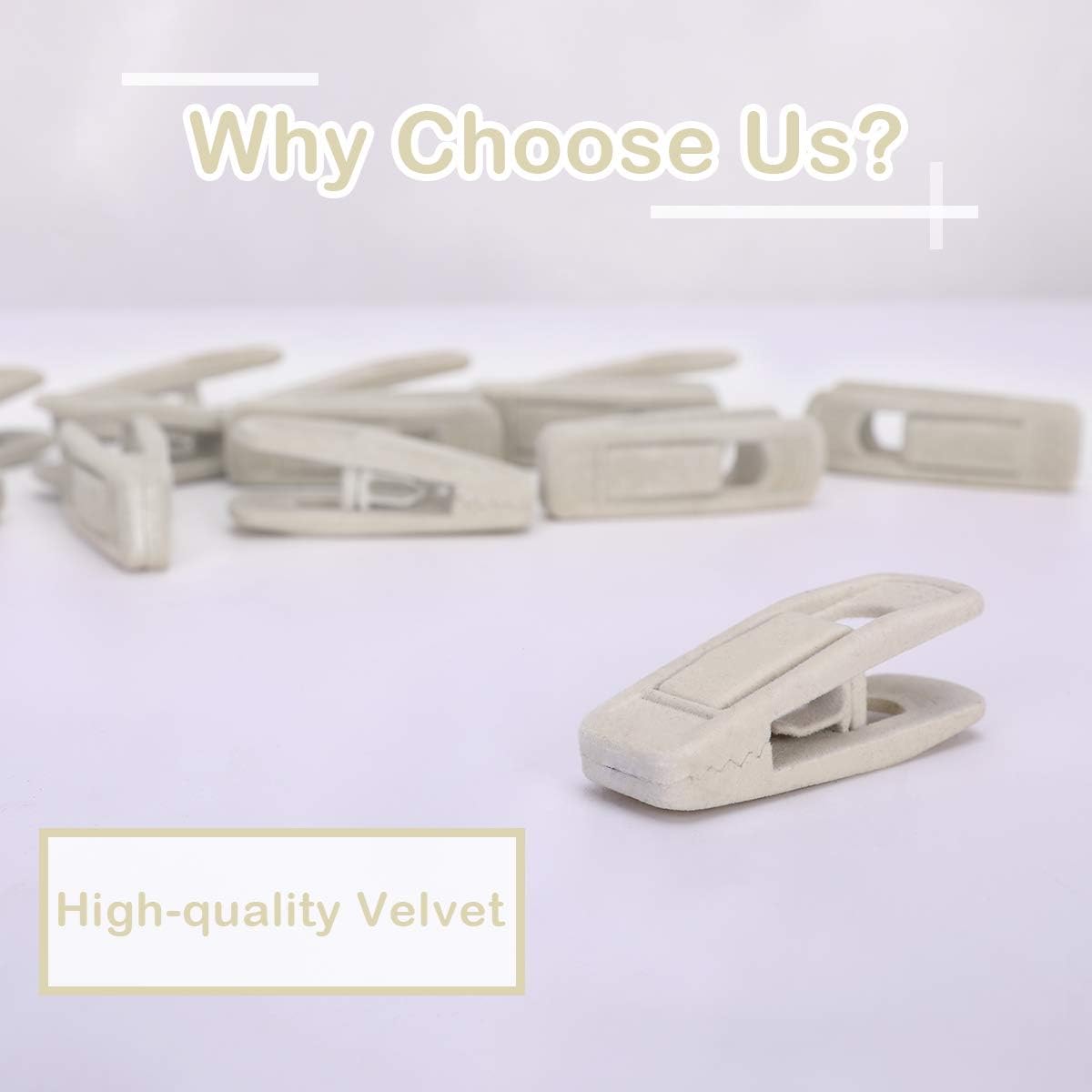 Trgowaul Velvet Hangers - Durable Clips for Thin Pants | 20-Pack in Elegant Beige