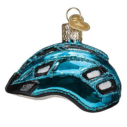 Bike Helmet Glass Blown Christmas Tree Ornament - Handcrafted Holiday Decor