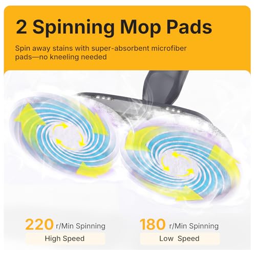Grey NEWBULIG Steam Mop for Floor Cleaning with Dual Rotating Pads - 6.61"D x 14.41"W x 47.24"H