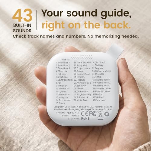 White Noise Machine for Baby & Adults with 43 Sounds, Night Light & Bluetooth