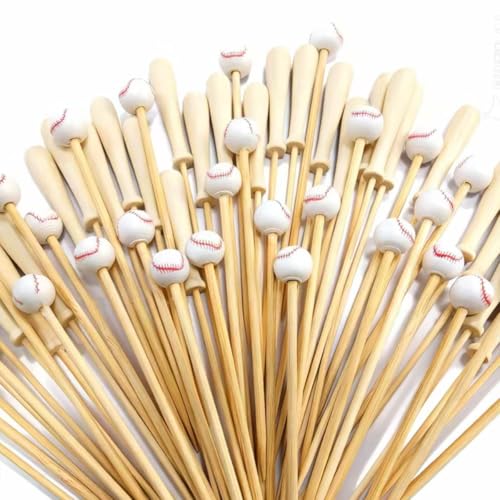 100Pcs Baseball & Bat Cocktail Picks Sport Party Appetizer Toothpicks - Lazyair