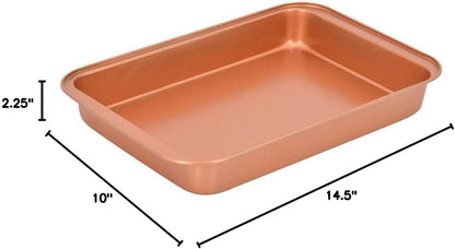 Skiennix Nonstick Copper Baking Pan - Ceramic Coated for Even Cooking | Dishwasher & Oven Safe, PTFE & PFOA Free