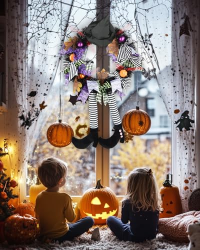 Halloween Wreath for Front Door Indoor Outdoor Decorations 13x24 Inch