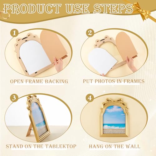 Vintage Gold Frame Set - 6 Pieces 8x10 Wall & Tabletop Photo Frames - Retro Style