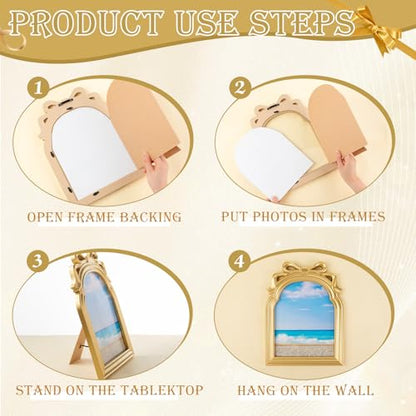 Vintage Gold Frame Set - 6 Pieces 8x10 Wall & Tabletop Photo Frames - Retro Style