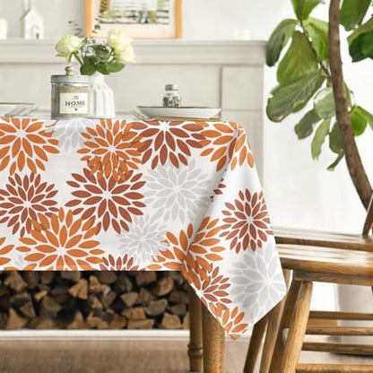 Horaldaily 60x120 Inch Orange Grey Rectangular Table Cloth - Durable Polyester Home Decor