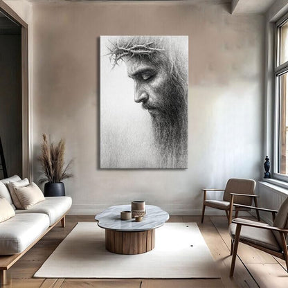 TAILORED CANVASES Jesus Crown of Thorns Canvas Wall Art - Spiritual Christian Home Decor 12x18