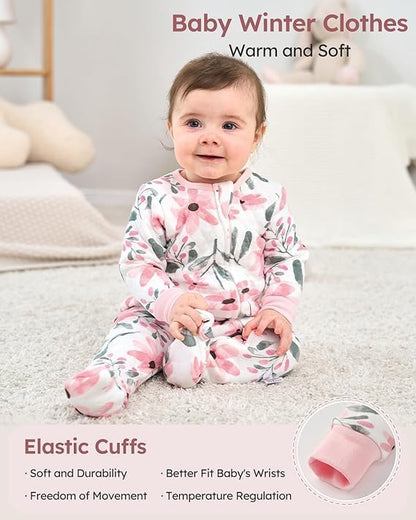 Yoofoss Organic Cotton Baby Pajamas - Warm Quilted Footed Sleepers for Newborns & Infants (0-9 Months)