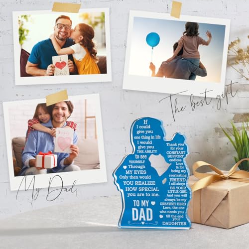 Dad Shadow Acrylic Desk Plaque Sign - Father's Day Gift from Daughter - Bonus, Stepdad, Best Dad Ever