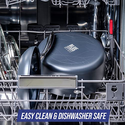 Blue Diamond Cookware 11" Skillet Frying Pan Skillet, Hard Anodized Healthy Ceramic Nonstick PFAS & PFOA-Free, Dishwasher & Oven Safe, Even Heating, Metal Utensil Safe, Warp Control, Grey