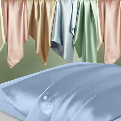 **Skiennix Mulberry Silk Pillowcase - Anti-Acne Cooling Sleep Cover, Standard Size, Haze Blue**