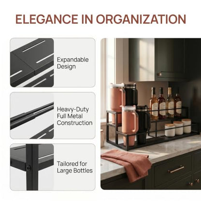 Black Expandable Coffee Syrup Organizer 2-Tier Cup & Tumbler Holder