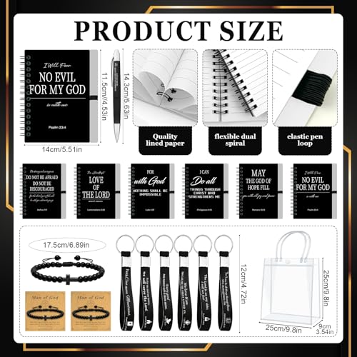 Christian Gifts Bulk Set with Bible Verses - Inspirational Religious Gifts for Men, Includes Cups Notebooks & Keychains - Variation: Bible Verses