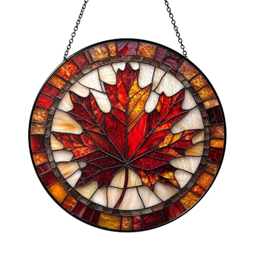 Autumn Maple Leaf Stained Glass & Acrylic Sun Catcher for Fall Windows