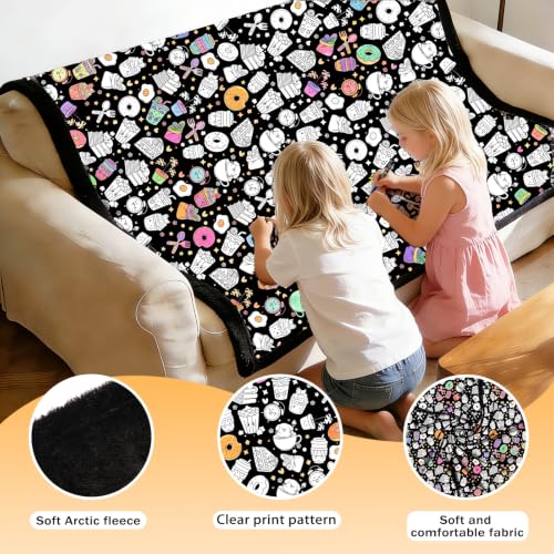 DIY Coloring Blanket for Adults & Kids - Desserts Variation 50x60 Inch