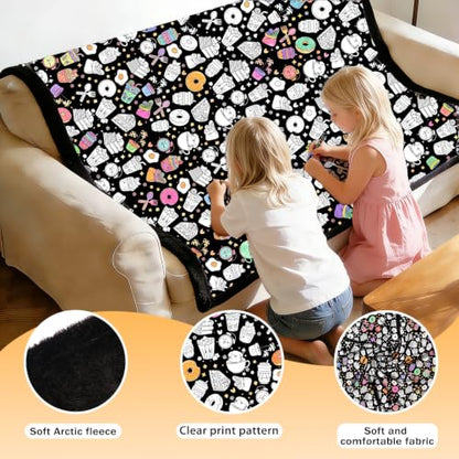 DIY Coloring Blanket for Adults & Kids - Desserts Variation 50x60 Inch