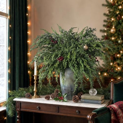 Large Artificial Christmas Cedar Branches for Vase Decoration - 12 Pack, 36 Inch