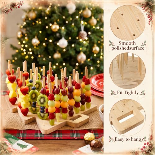 Christmas Tree Skewer Holder Set with 100 Bamboo Picks - 2 Pieces