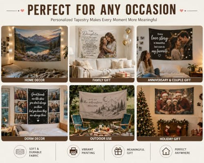 Custom Photo Tapestry Wall Hanging Personalized Banner for Home Decor
