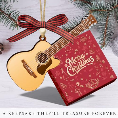 Guitar Ornament for Christmas Tree - Wooden Acoustic Guitar Decoration - Variation of Guitar Ornaments