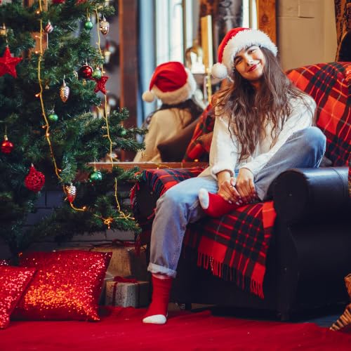 Santa Hats Bulk for Adults - Soft Velvet Christmas Holiday Party Wear - Set of 10
