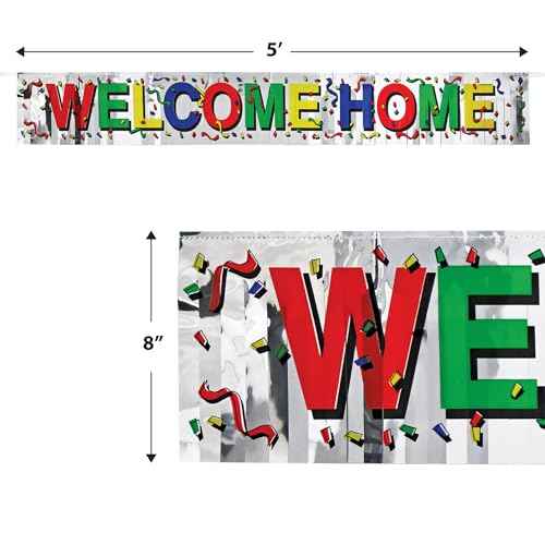 Metallic Welcome Home Fringe Banner Party Accessory (1 count) (1/Pkg)