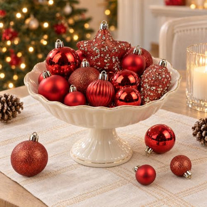 Small Red Christmas Ball Ornament Set - 50PCS Holiday Decorations