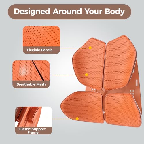 4-Zone Back Support Cushion for Car & Office - Flexible Lumbar Support, Orange