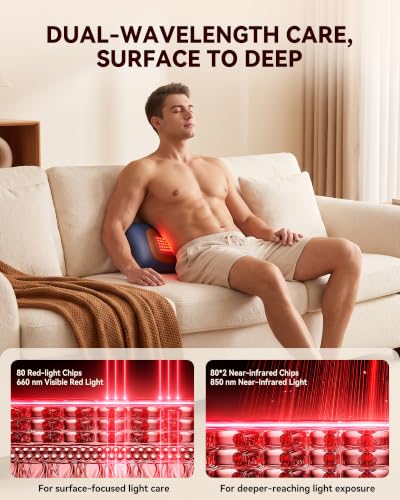 4-in-1 Lumbar Support Pillow with Red Light & Heating - Back Massager