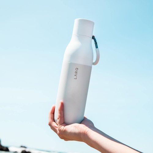 LARQ Bottle Flip Top 17 oz - Insulated Stainless Steel Water Bottle With Straw | BPA Free | Keeps Drinks Cold for 24 Hours | Granite White