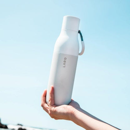LARQ Bottle Flip Top 17 oz - Insulated Stainless Steel Water Bottle With Straw | BPA Free | Keeps Drinks Cold for 24 Hours | Granite White