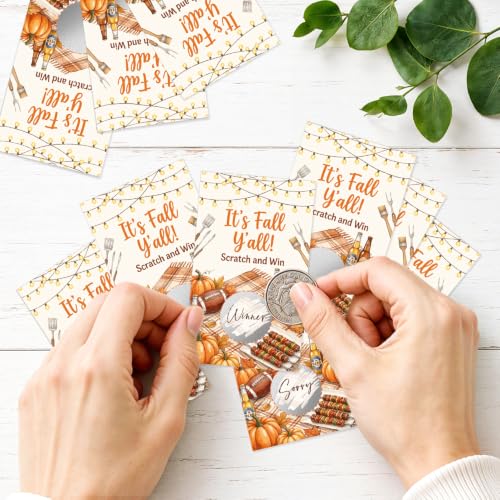 It's Fall Y'all Bonfire Picnic Party Scratch Off Cards Red027 - 50 Pack