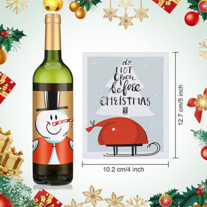 Christmas Wine Bottle Label Stickers - Cartoon Style, 54 Pack