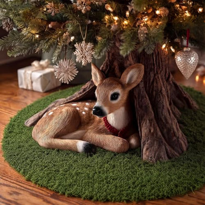 36-Inch Faux Moss Woodland Christmas Tree Skirt - Natural Base Cover