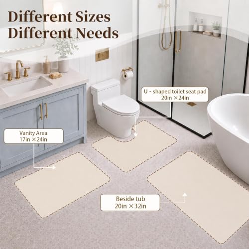 Aqua Beige Gray Striped Bathroom Rug 24x17 Microfiber Non-Slip Multi Color Variation of THIS Listing