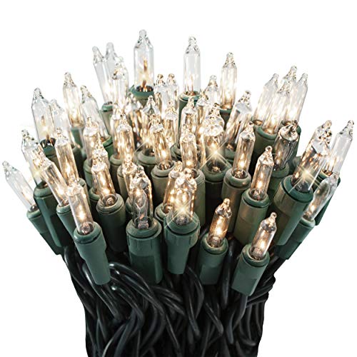 Vermont 612 Clear Incandescent Christmas Twinkle Lights on Green Wire - 100 LEDs