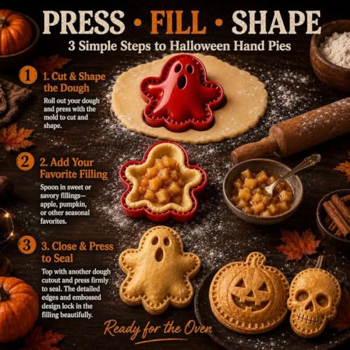 Halloween Mini Hand Pie Mold Set - Pumpkin Shape, Festive Baking Cutter