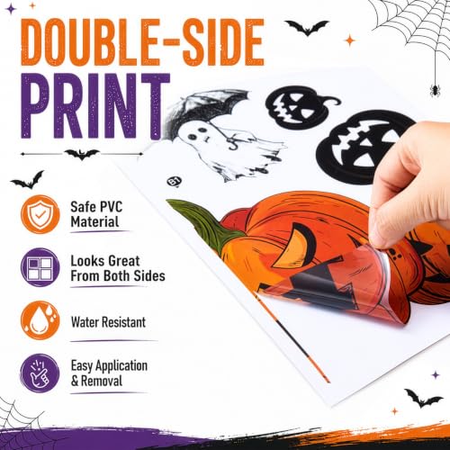 Halloween Window Clings - Classic Ghost & Pumpkin Design, Double-Sided, 45PCS, Removable Decorations for Home & Parties