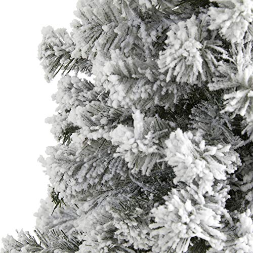 5ft Flocked Artificial Christmas Tree with Hinged Branches - Realistic Holiday Decor