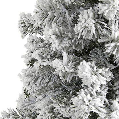 5ft Flocked Artificial Christmas Tree with Hinged Branches - Realistic Holiday Decor