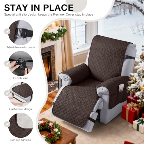 Waterproof Recliner Chair Cover 20 Inch - Chocolate, Slipcover, Anti-Slip