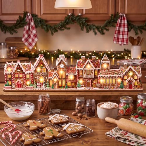 Lighted Christmas Gingerbread House Table Decor Village Set - Variation of Christmas