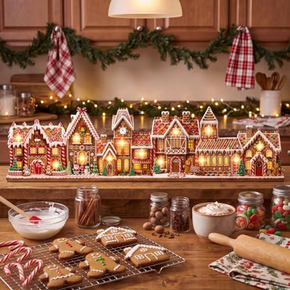 Lighted Christmas Gingerbread House Table Decor Village Set - Variation of Christmas
