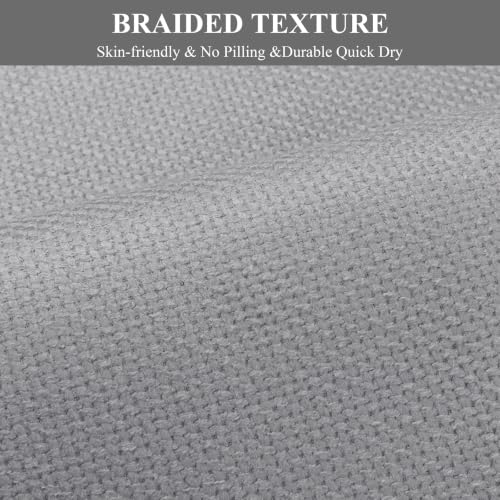 Bathroom Rug Set 3 Piece Non Slip Washable Light Grey
