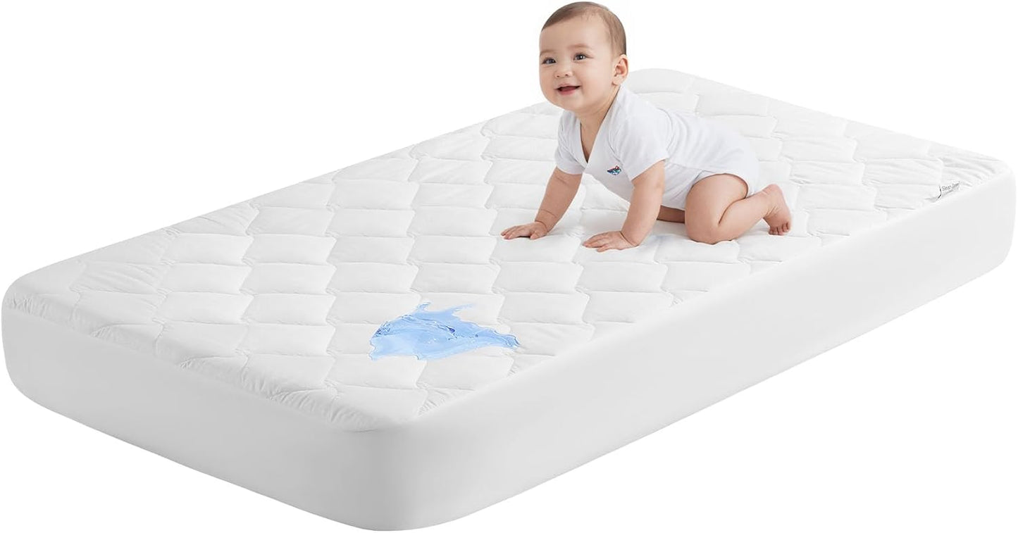Sleep Zone Waterproof Crib Mattress Protector - Ultra Soft & Breathable | Standard Size 52''x28'', Pure White