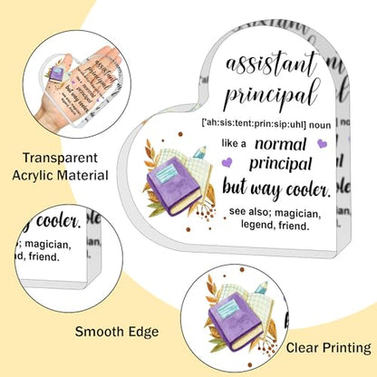 Heart Shaped Acrylic Desk Sign for Assistant Principal Gift - Inspirational Office Decor