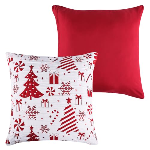 Peppermint Party Holiday Pillow Sham 26x26 Inch Red & White Euro Decorative Bedding