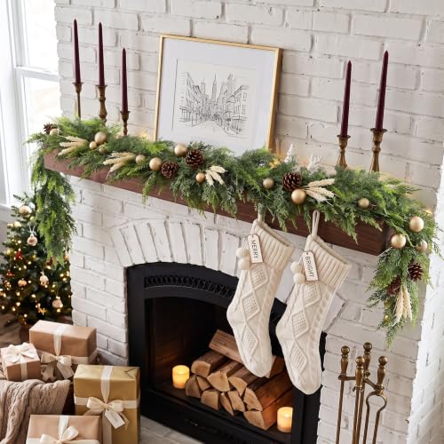 6FT Real Touch Cedar Garland for Mantel Fireplace - Pack of 4